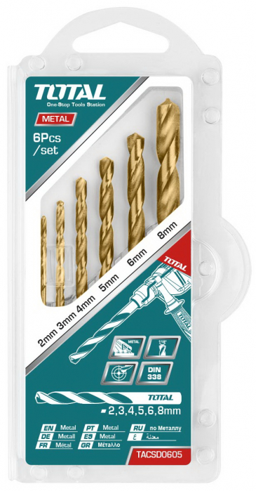 TOTAL - Set burghiu pentru metal HSS: 6 buc [1]