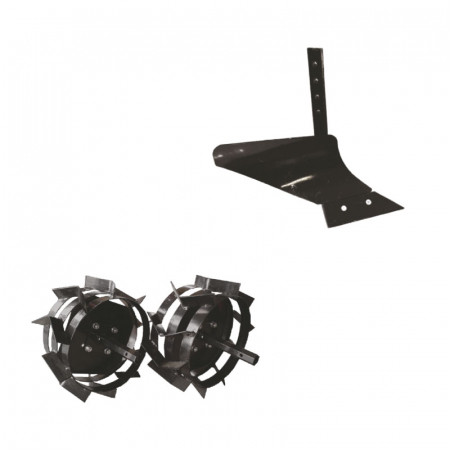 Accesorii motosape | motocultoare - Pachet de accesorii motocultor, plug de arat, roti metalice 4.00-8