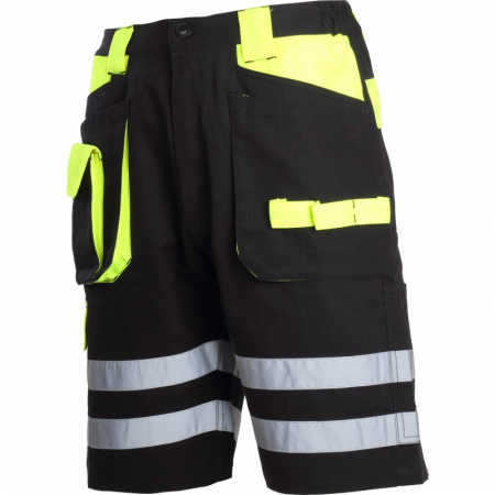 Echipamente de protectie - PANTALON SCURT CU REFLECTORIZANT NEGRU-VERDE - S