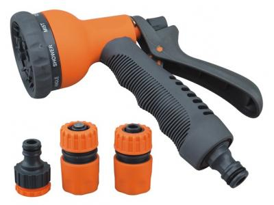 Ferma si Gradina - Set pistol pentru udat 8 functii + conectori furtun (plastic)