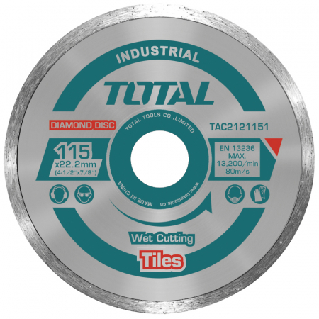 Scule si utilaje constructii - TOTAL - Disc diamantat continuu - ceramica - umed - 115mm (INDUSTRIAL)