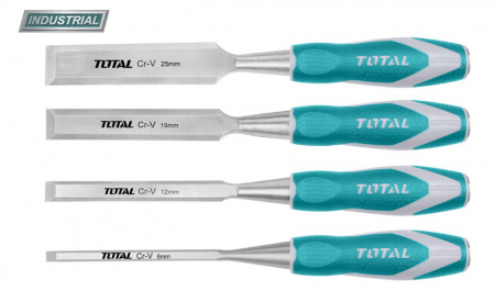 Import - TOTAL - Set 4 dalti pentru lemn (6mm, 12mm, 19mm, 25mm) - Cr-V (INDUSTRIAL)