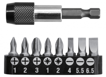 Scule si utilaje constructii - TOTAL - Set 8 biti cu prelungitor