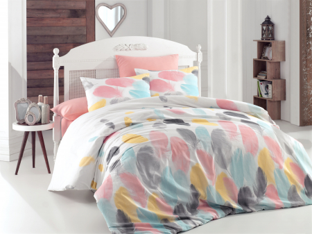Decor angelic - Lenjerie de pat dublu, 100% Bumbac Ranforce, 4 Piese
