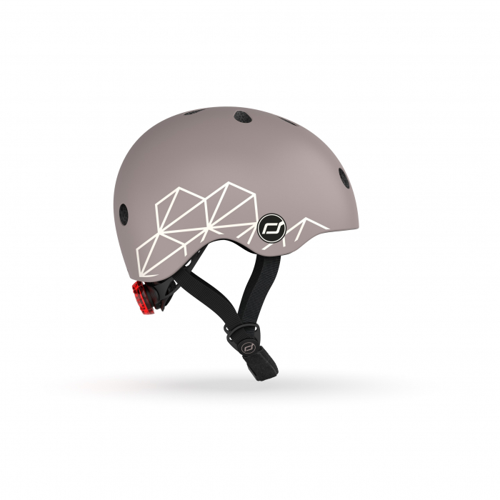 Casca de protectie pentru copii, sistem de reglare magnetic cu led, XXS-S, 45-51 cm, 1 an+, Brown Lines, Scoot & Ride [3]