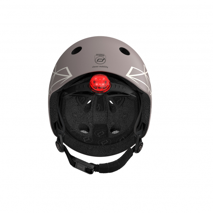 Casca de protectie pentru copii, sistem de reglare magnetic cu led, XXS-S, 45-51 cm, 1 an+, Brown Lines, Scoot & Ride [9]