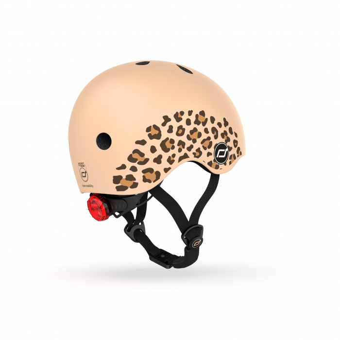 Casca de protectie pentru copii, sistem de reglare magnetic cu led, XXS-S, 45-51 cm, 1 an+, Leopard, Scoot & Ride [5]