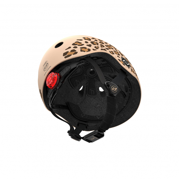 Casca de protectie pentru copii, sistem de reglare magnetic cu led, XXS-S, 45-51 cm, 1 an+, Leopard, Scoot & Ride [8]