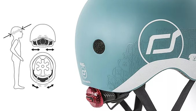 Casca de protectie pentru copii, sistem de reglare magnetic cu led, XXS-S, 45-51 cm, 1 an+, Steel Reflectorizant, Scoot & Ride [16]