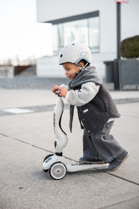 Trotinetă copii 2in1 premium Scoot & Ride HighwayKick 1 Ash, cu șezut, sistem anti-răsturnare, reglabilă 1–5 ani (max. 50 kg) [18]