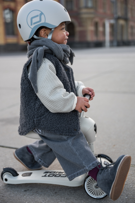 Trotinetă copii 2in1 premium Scoot & Ride HighwayKick 1 Ash, cu șezut, sistem anti-răsturnare, reglabilă 1–5 ani (max. 50 kg) [15]