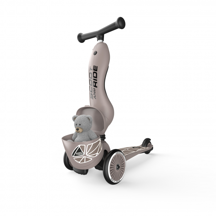 Trotineta copii cu sezut, suport jucarie, transformabila 2in1, HighwayKick 1 Lifestyle Brownlines, 1-5 ani, pana la 50 kg, Scoot & Ride [19]