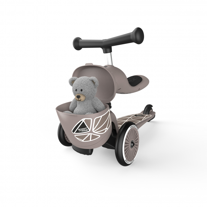 Trotineta copii cu sezut, suport jucarie, transformabila 2in1, HighwayKick 1 Lifestyle Brownlines, 1-5 ani, pana la 50 kg, Scoot & Ride [14]