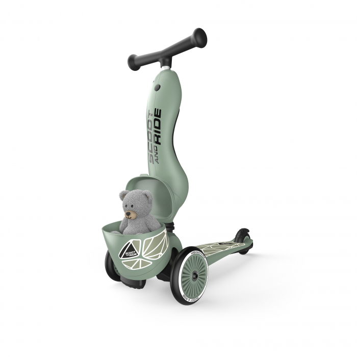 Trotineta copii cu sezut, suport jucarie, transformabila 2in1, HighwayKick 1 Lifestyle Greenlines, 1-5 ani, pana la 50 kg, Scoot & Ride [20]