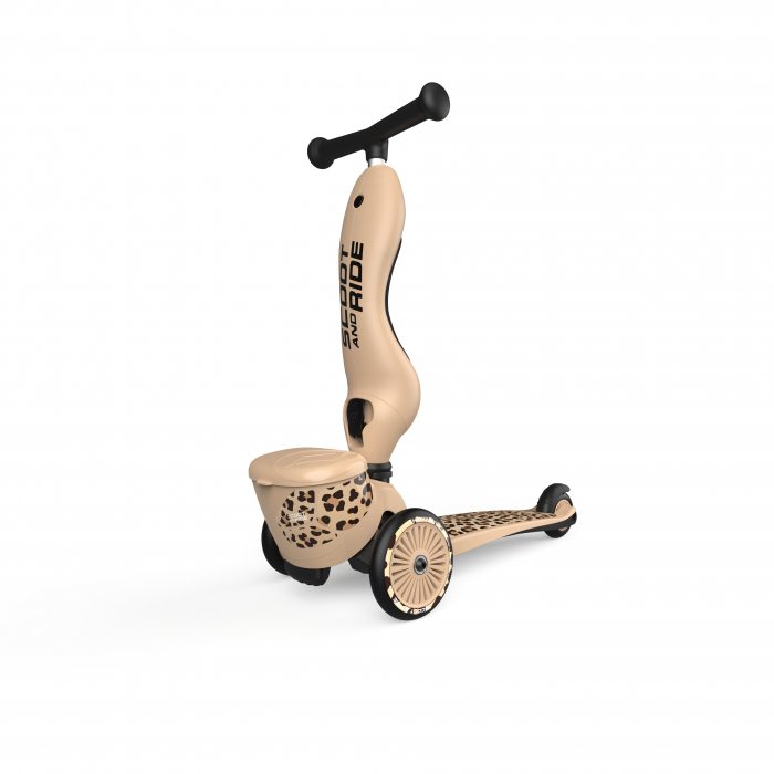 Trotineta copii cu sezut, suport jucarie, transformabila 2in1, HighwayKick 1 Lifestyle Leopard, 1-5 ani, pana la 50 kg, Scoot & Ride [24]