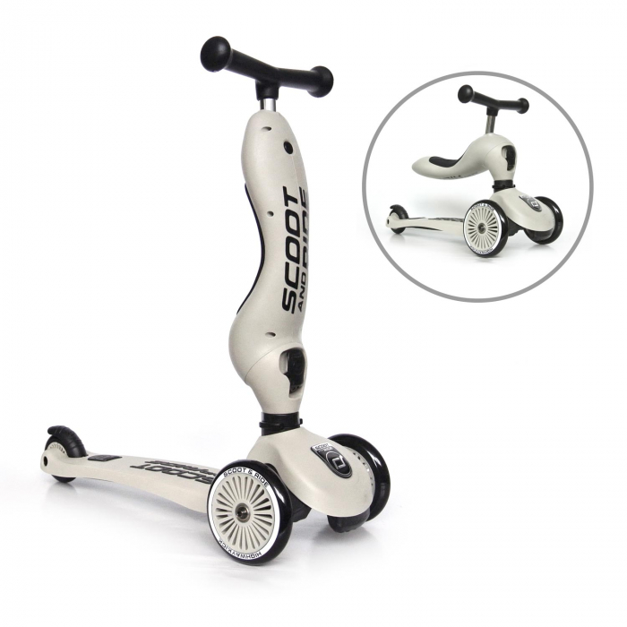 Trotineta copii cu sezut, transformabila 2in1, HighwayKick 1 Ash, 1-5 ani, pana la 50 kg, Scoot & Ride [3]