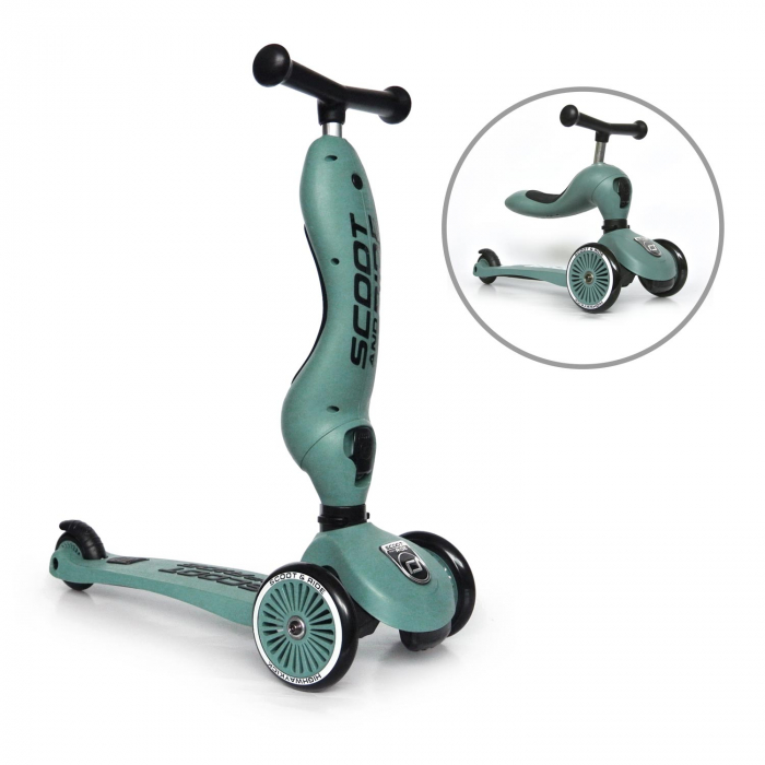 Trotineta copii cu sezut, transformabila 2in1, HighwayKick 1 Forest, 1-5 ani, pana la 50 kg, Scoot & Ride [2]