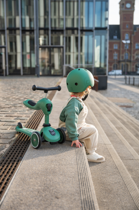 Trotinetă copii 2in1 premium Scoot & Ride HighwayKick 1 Forest, cu șezut, sistem anti-răsturnare, reglabilă 1–5 ani (max. 50 kg) [12]