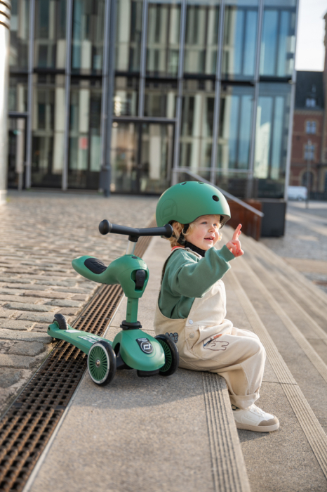 Trotinetă copii 2in1 premium Scoot & Ride HighwayKick 1 Forest, cu șezut, sistem anti-răsturnare, reglabilă 1–5 ani (max. 50 kg) [13]