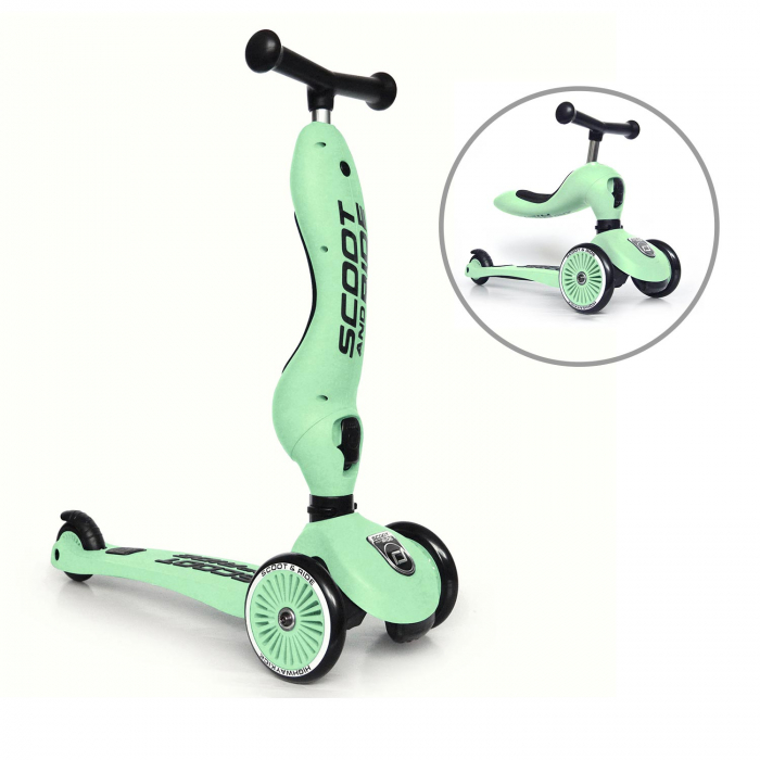 Trotineta copii cu sezut, transformabila 2in1, HighwayKick 1 Kiwi, 1-5 ani, pana la 50 kg, Scoot & Ride [2]