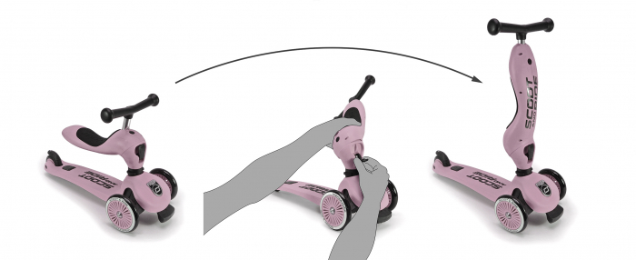 Trotineta copii cu sezut, transformabila 2in1, HighwayKick 1 Rose, 1-5 ani, pana la 50 kg, Scoot & Ride [6]