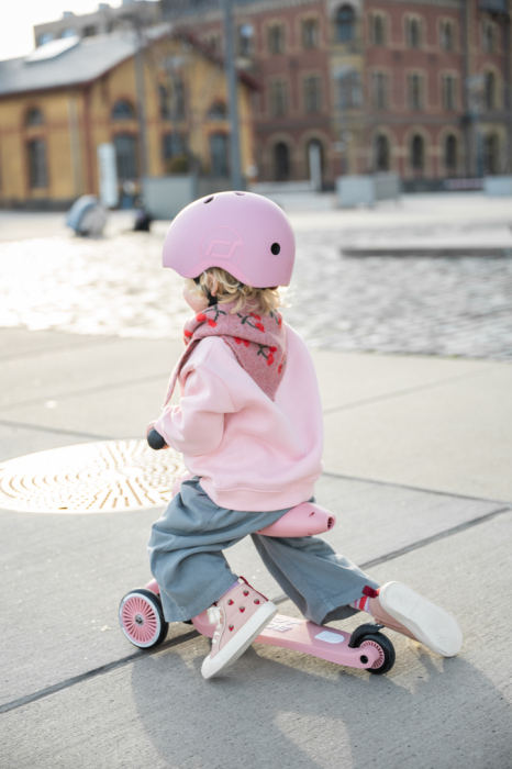 Trotinetă copii 2in1 premium Scoot & Ride HighwayKick 1 Rose, cu șezut, sistem anti-răsturnare, reglabilă 1–5 ani (max. 50 kg) [14]