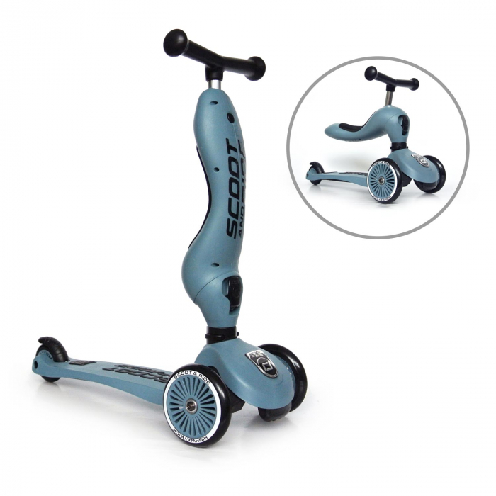 Trotineta copii cu sezut, transformabila 2in1, HighwayKick 1 Steel, 1-5 ani, pana la 50 kg, Scoot & Ride [3]