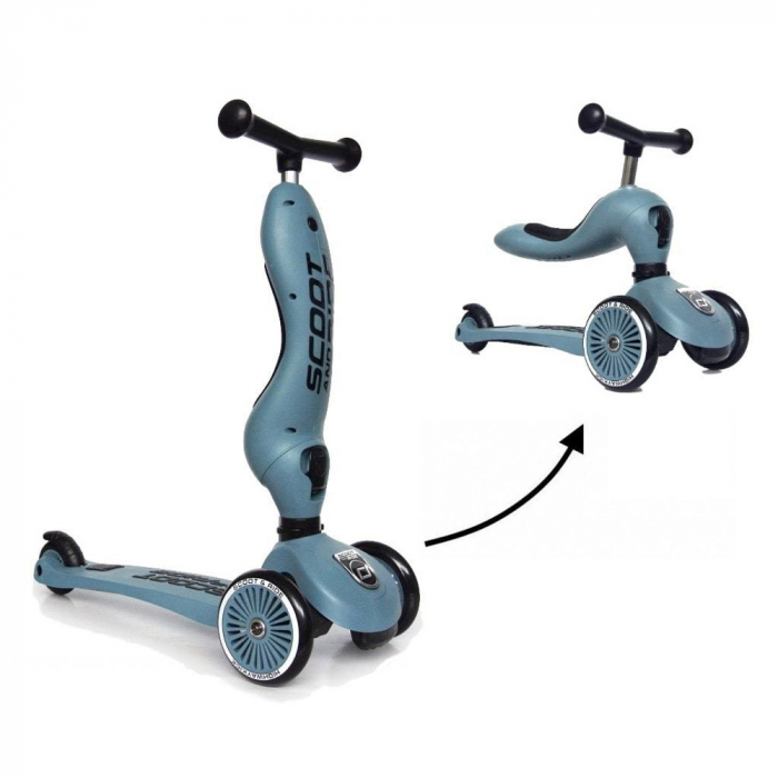 Trotineta copii cu sezut, transformabila 2in1, HighwayKick 1 Steel, 1-5 ani, pana la 50 kg, Scoot & Ride [2]