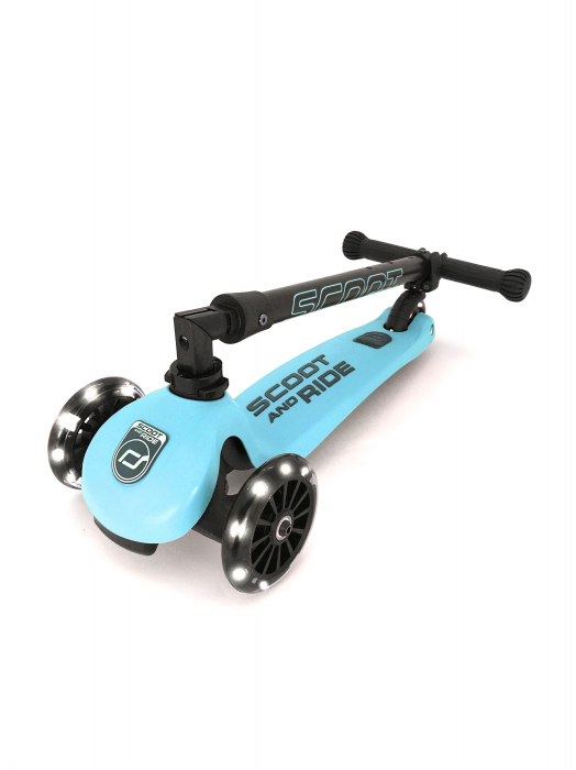 Trotineta copii pliabila, reglabila, roti luminoase, Highwaykick 3 Led Blueberry, 3-6 ani, pana la 50 kg, Scoot & Ride [2]