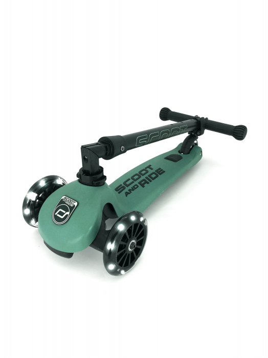 Trotineta copii pliabila, reglabila, roti luminoase, Highwaykick 3 Led Forest, 3-6 ani, pana la 50 kg, Scoot & Ride [3]