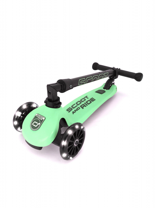 Trotineta copii pliabila, reglabila, roti luminoase, Highwaykick 3 Led Kiwi, 3-6 ani, pana la 50 kg, Scoot & Ride [3]