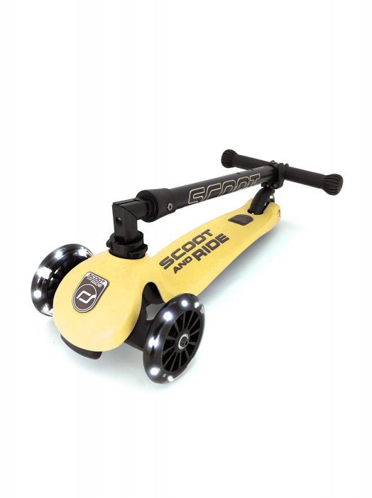Trotineta copii pliabila, reglabila, roti luminoase, Highwaykick 3 Led Lemon, 3-6 ani, pana la 50 kg, Scoot & Ride [2]
