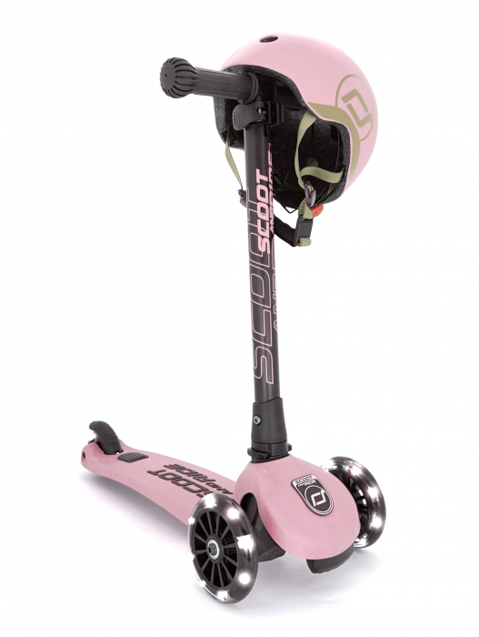 Trotineta copii pliabila, reglabila, roti luminoase, Highwaykick 3 Led Rose, 3-6 ani, pana la 50 kg, Scoot & Ride [2]