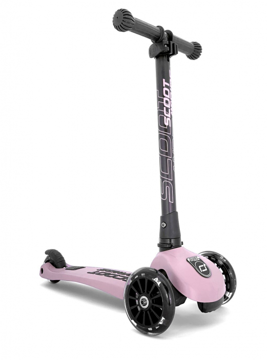 Trotineta copii pliabila, reglabila, roti luminoase, Highwaykick 3 Led Rose, 3-6 ani, pana la 50 kg, Scoot & Ride [8]