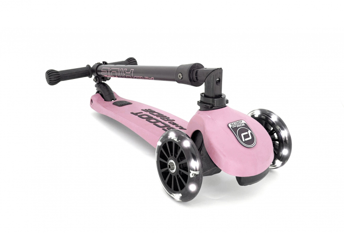 Trotineta copii pliabila, reglabila, roti luminoase, Highwaykick 3 Led Rose, 3-6 ani, pana la 50 kg, Scoot & Ride [3]