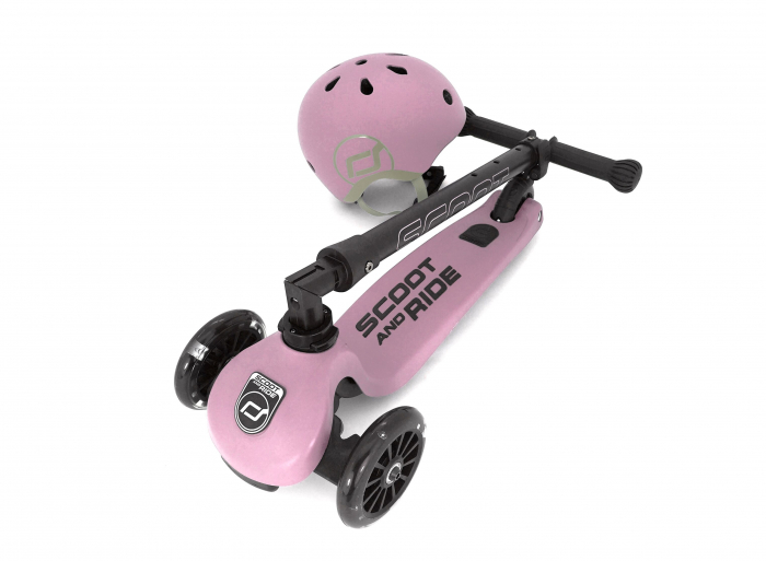 Trotineta copii pliabila, reglabila, roti luminoase, Highwaykick 3 Led Rose, 3-6 ani, pana la 50 kg, Scoot & Ride [7]