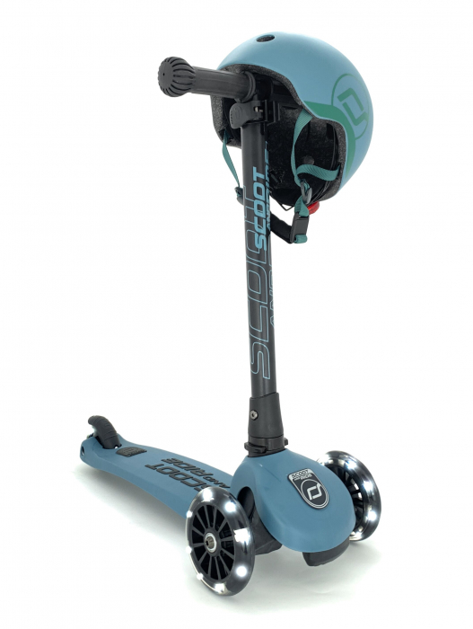 Trotineta copii pliabila, reglabila, roti luminoase, Highwaykick 3 Led Steel, 3-6 ani, pana la 50 kg, Scoot & Ride [4]