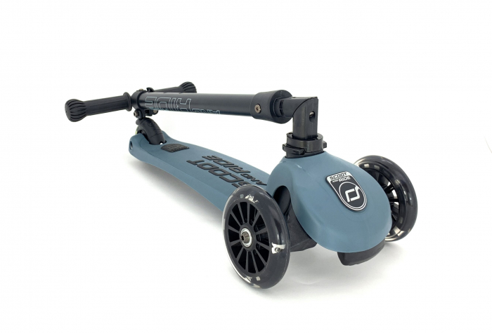 Trotineta copii pliabila, reglabila, roti luminoase, Highwaykick 3 Led Steel, 3-6 ani, pana la 50 kg, Scoot & Ride [9]