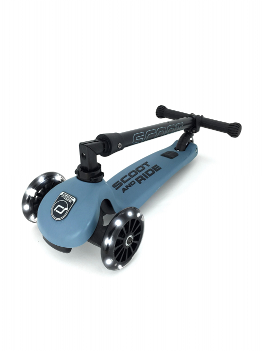 Trotineta copii pliabila, reglabila, roti luminoase, Highwaykick 3 Led Steel, 3-6 ani, pana la 50 kg, Scoot & Ride [3]