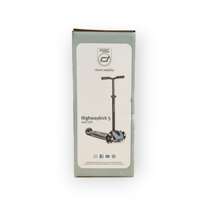 Trotinetă Premium Copii Scoot & Ride Highwaykick 5 LED Steel – Reglabilă, Roți Luminoase, 5 Ani+, până la 80 kg [7]