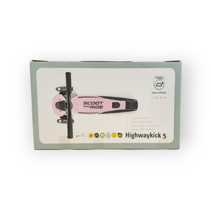 Trotinetă Premium Copii Scoot & Ride Highwaykick 5 LED Rose – Reglabilă, Roți Luminoase, 5 Ani+, până la 80 kg [4]