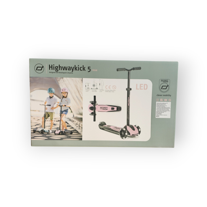Trotinetă Premium Copii Scoot & Ride Highwaykick 5 LED Rose – Reglabilă, Roți Luminoase, 5 Ani+, până la 80 kg [5]