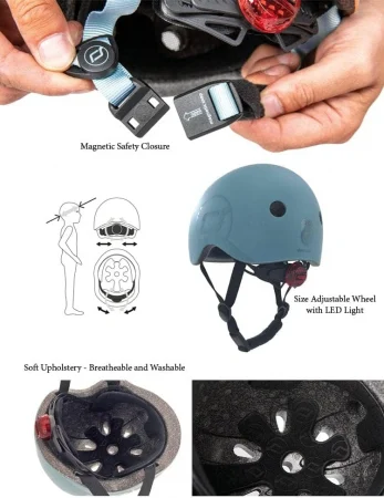 Casca de protectie pentru copii cu finisaj mat, sistem de reglare magnetic, Include lumină de siguranță LED și căptușeală moale din fleece pentru protecție suplimentară, S-M, 51-55cm,3ani+,  Wildberry [4]