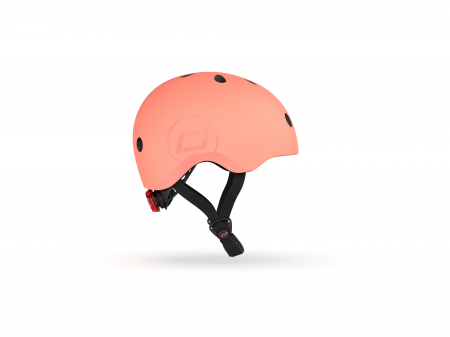 Casca de protectie pentru copii cu finisaj mat, sistem de reglare magnetic, Include lumină de siguranță LED și căptușeală moale din fleece pentru protecție suplimentară, S-M, 51-55 cm, 3 ani+, Peach, [1]