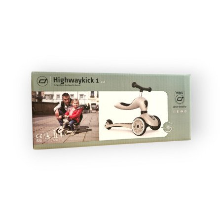 Trotinetă copii 2in1 premium Scoot & Ride HighwayKick 1 Ash, cu șezut, sistem anti-răsturnare, reglabilă 1–5 ani (max. 50 kg) [25]