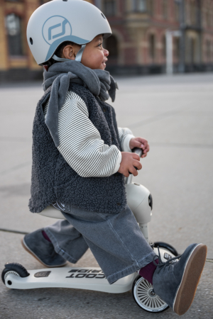 Trotinetă copii 2in1 premium Scoot & Ride HighwayKick 1 Ash, cu șezut, sistem anti-răsturnare, reglabilă 1–5 ani (max. 50 kg) [14]