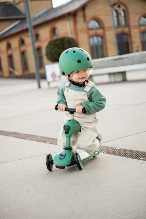 Trotinetă copii 2in1 premium Scoot & Ride HighwayKick 1 Forest, cu șezut, sistem anti-răsturnare, reglabilă 1–5 ani (max. 50 kg) [9]