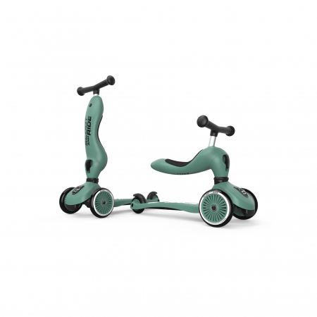 Produsele noastre - Trotineta copii cu sezut, transformabila 2in1, HighwayKick 1 Forest, 1-5 ani, pana la 50 kg, Scoot & Ride