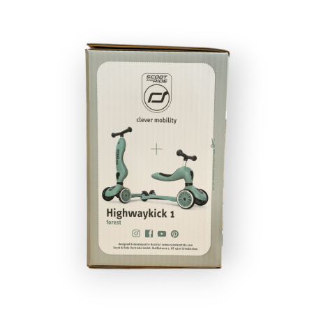 Trotinetă copii 2in1 premium Scoot & Ride HighwayKick 1 Forest, cu șezut, sistem anti-răsturnare, reglabilă 1–5 ani (max. 50 kg) [24]