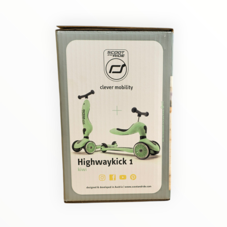 Trotinetă copii 2in1 premium Scoot & Ride HighwayKick 1 Kiwi, cu șezut, sistem anti-răsturnare, reglabilă 1–5 ani (max. 50 kg) [14]